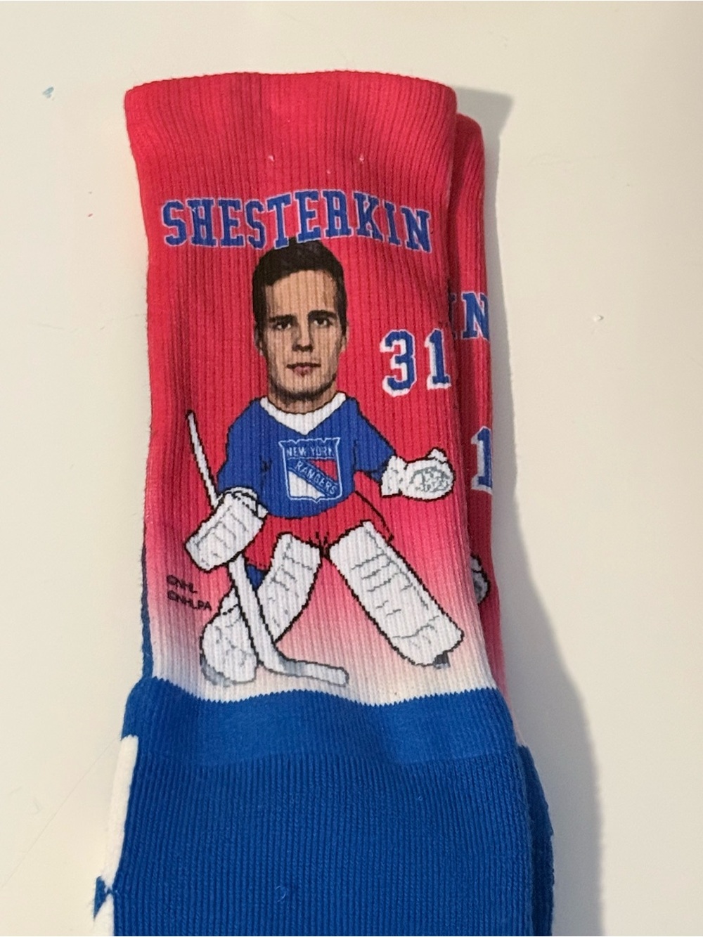 NHL Red & Blue Shesterkin Goalie Crew Socks